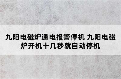 九阳电磁炉通电报警停机 九阳电磁炉开机十几秒就自动停机